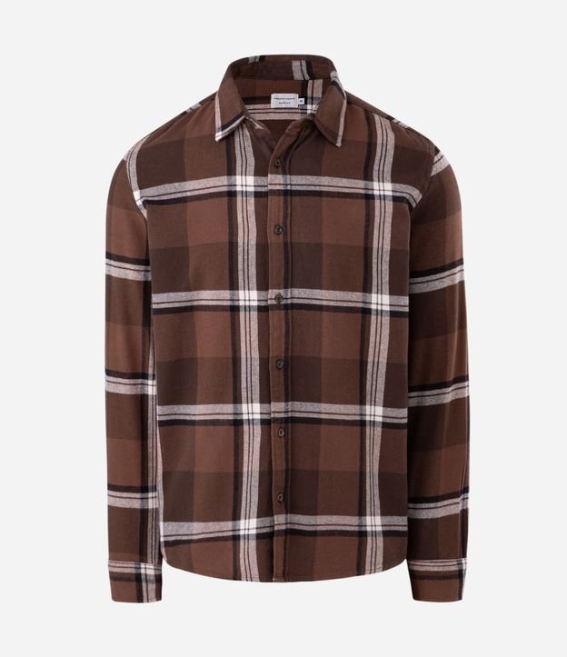 Camisa Regular en Franela con Estampado de Cuadros 5