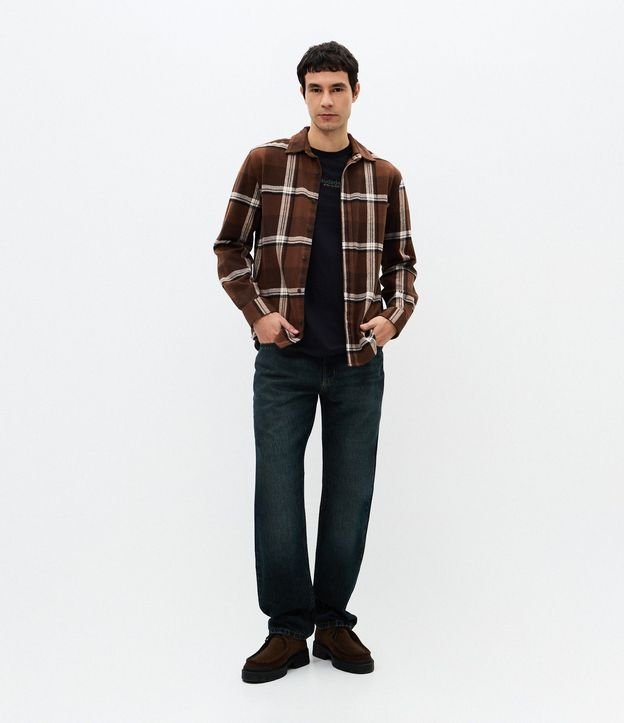 Camisa Regular en Franela con Estampado de Cuadros 2