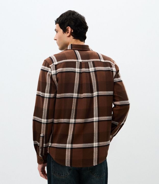 Camisa Regular en Franela con Estampado de Cuadros 3