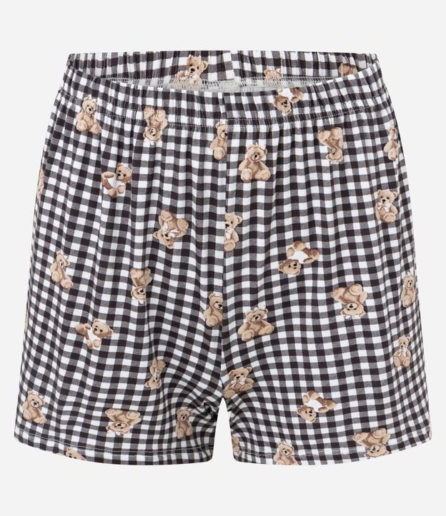 Pijama Corto en Rib con Short Estampado de Cuadros y Ositos 5