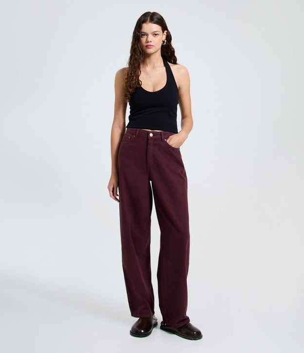Pantalón Baggy en Sarga con Bolsillos