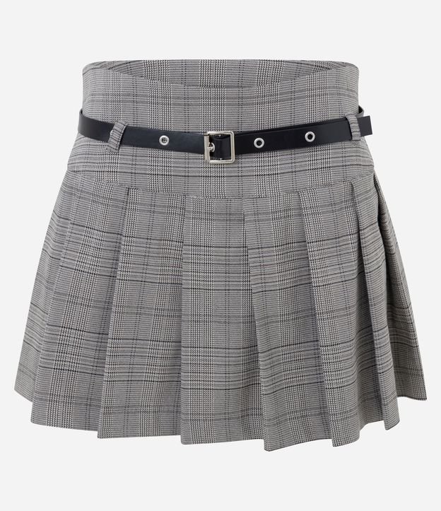 Short Pollera Sastre de Cuadros Plegado con Cinturón 5
