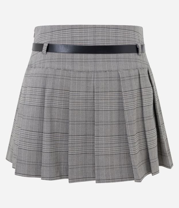 Short Pollera Sastre de Cuadros Plegado con Cinturón 6