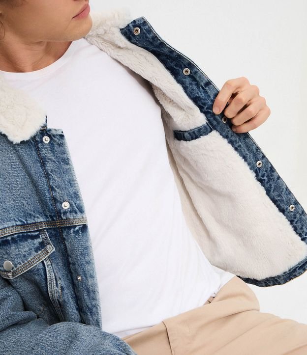 Campera Masculina Jeans con Cuello en Chenille 3