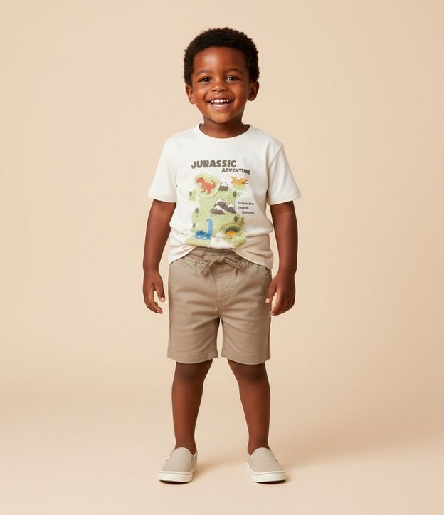 Bermuda Infantil en Sarga con Cintura De Rib – Talle 1 A 4 años