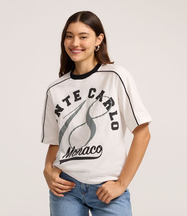 Remera en Algodón con Estampado Lettering Monte Carlo
