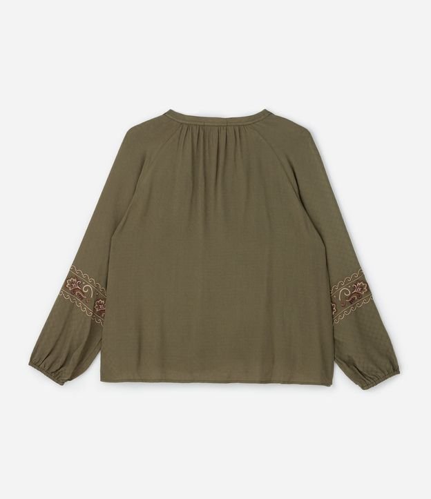 Bata Alargada en Chalis con Borla y Bordado Étnico  Curve & Plus Size 6