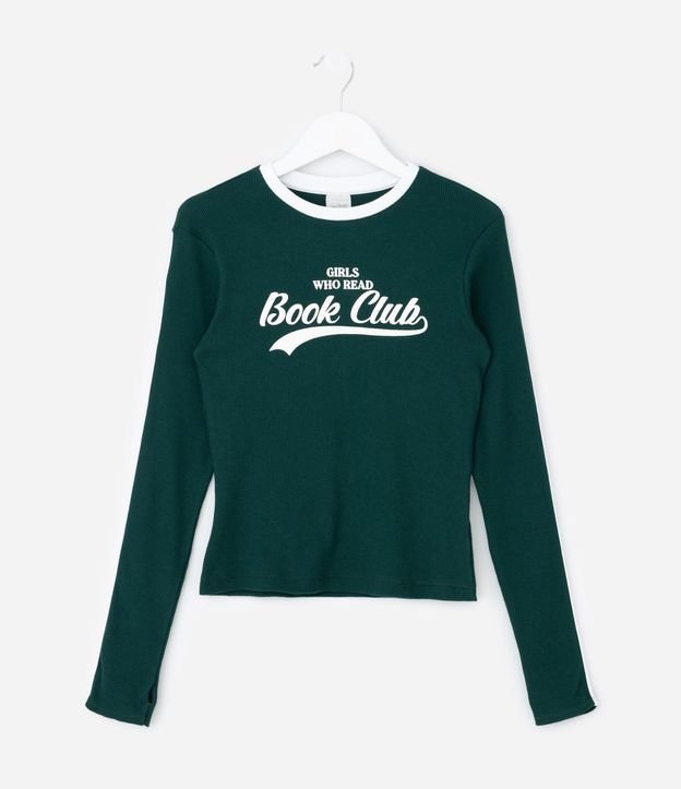 Blusa Infantil en Rib con Lettering Book Club – Talle 7 a 16 años 2