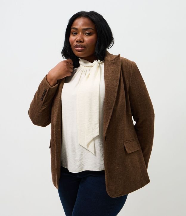Blazer Polyvelour Espina de Pez Curve & Plus Size