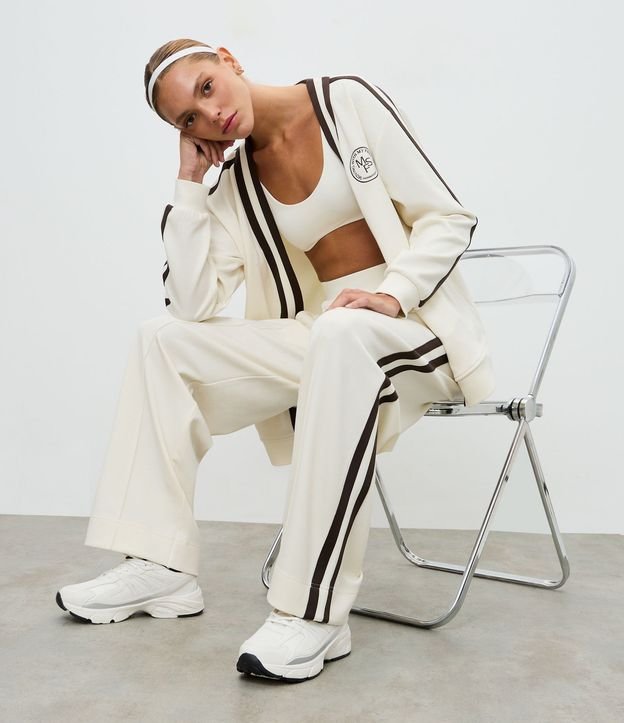 Pantalón Deportivo Oversized College con Rayas Contrastantes y Friso 1