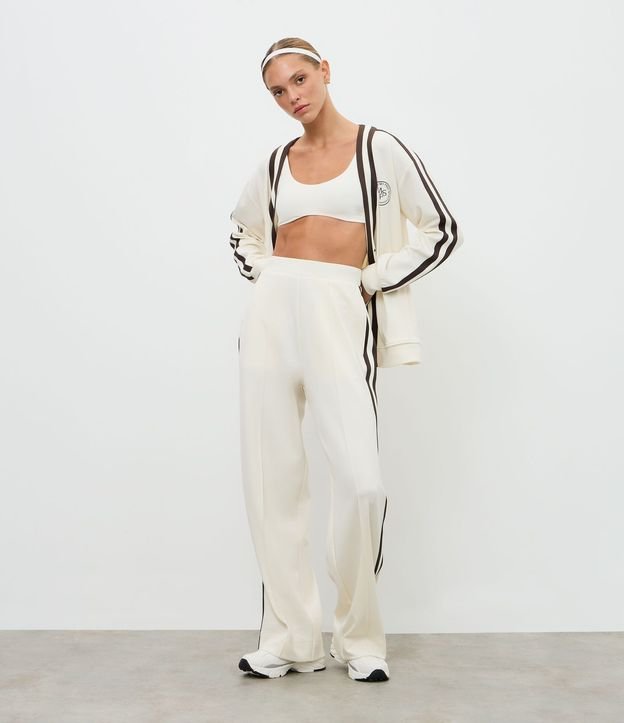 Pantalón Deportivo Oversized College con Rayas Contrastantes y Friso 2