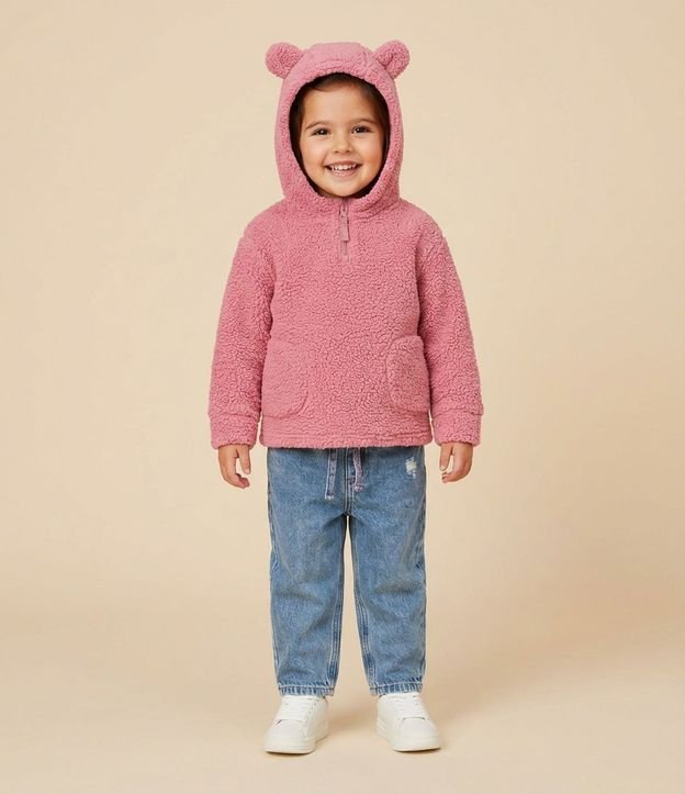 Pantalón Infantil Mom en Jeans con Cintillo Decorativo – Talle 1 a 5/6 años