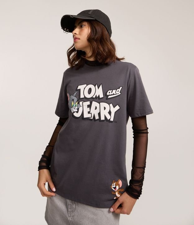 Remera Manga corta en Algodón con Estampado Tom y Jerry
