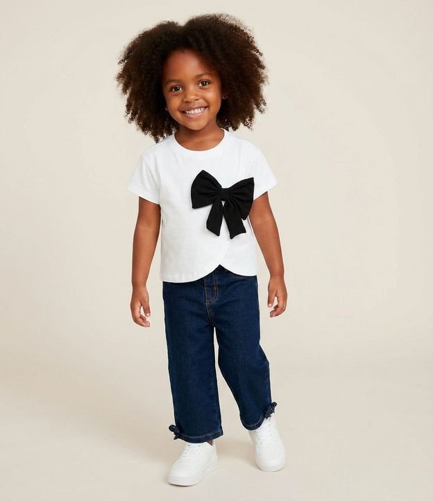 Pantalón Infantil Wide en Jeans con Moñitas Laterales – Talle 1 a 6 años