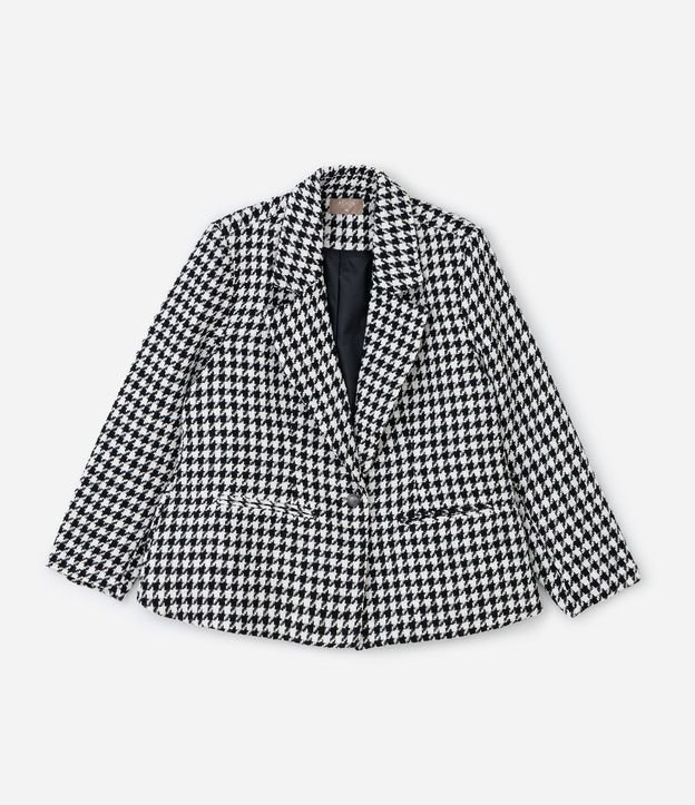 Blazer Tweed de Cuadros con Abotonado Sencillo Curve & Plus Size 5