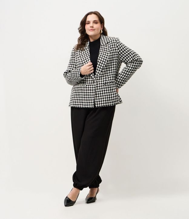 Blazer Tweed de Cuadros con Abotonado Sencillo Curve & Plus Size 2