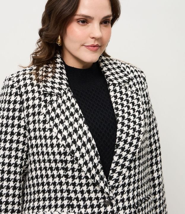 Blazer Tweed de Cuadros con Abotonado Sencillo Curve & Plus Size 3