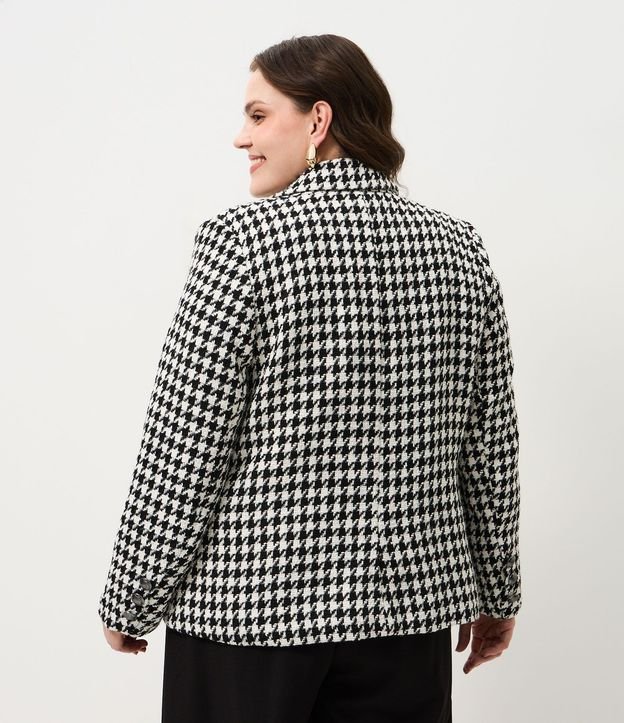 Blazer Tweed de Cuadros con Abotonado Sencillo Curve & Plus Size 4