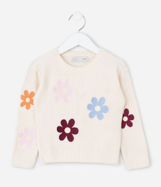 Suéter Infantil en Chenille con Bordado Floral Bold – Talle 1 a 6 años 3