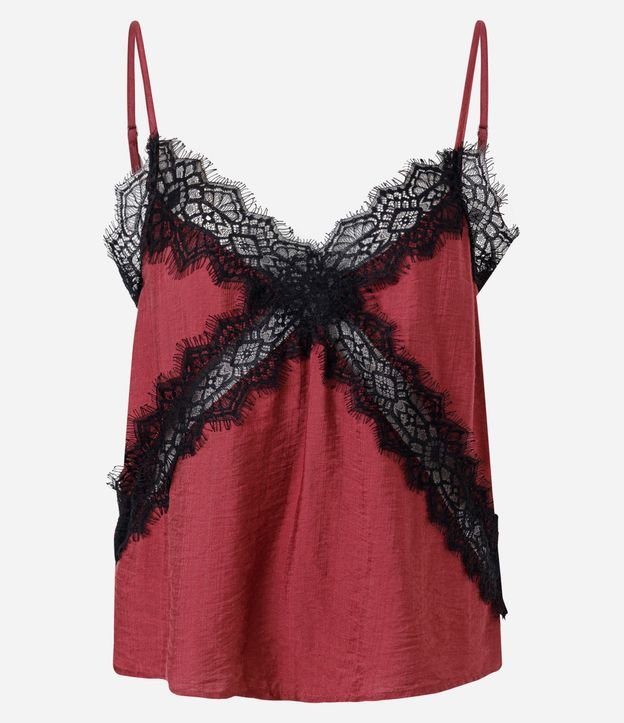 Blusa en Crepé con Breteles Finos y Encaje Cruzada en el Busto 5