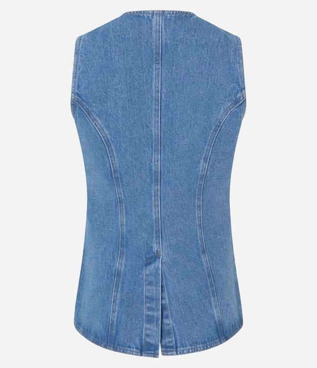 Chaleco Alargado en Jeans Cinturado con Botones 7