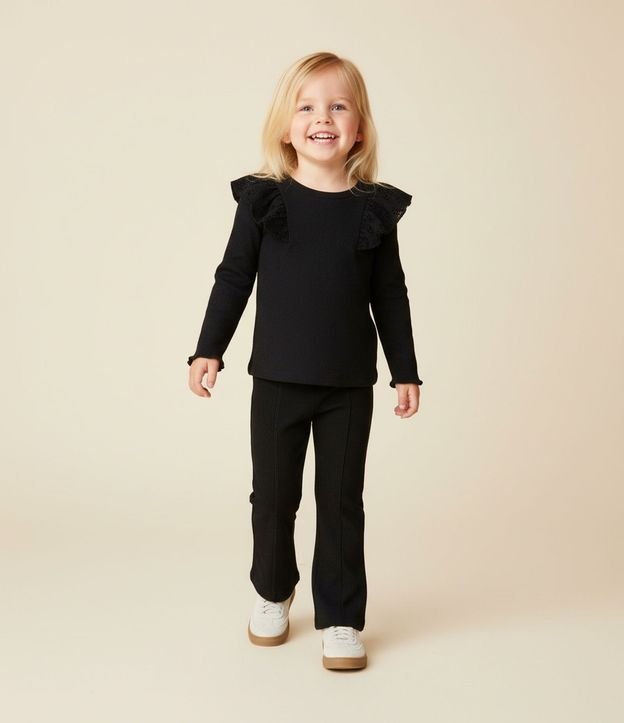 Pantalón Infantil Flare en Rib con Recortes – Talle 1 a 5/6 1