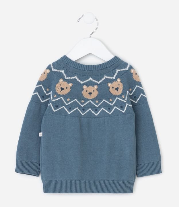 Saco Infantil en Punto Jacquard con Ositos – Talle 0 a 18 Meses 2