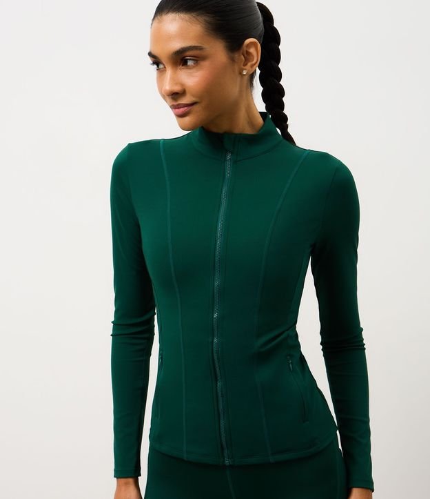 Campera Deportiva en Microfibra con Cremallera y Bolsillos