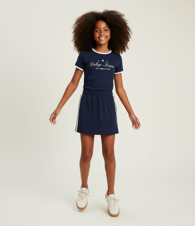 Pollera Infantil con Lista Lateral – Talle 5 a 14 años