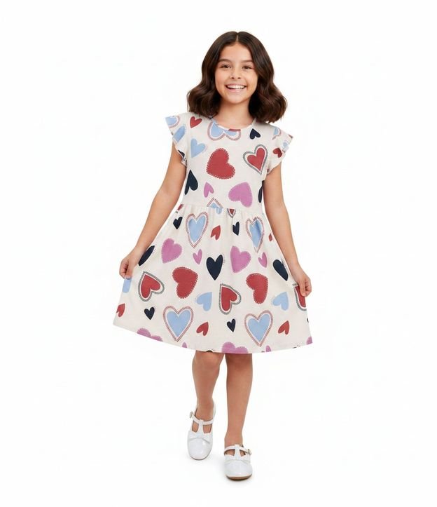 Vestido Infantil con Estampado de Corazones – Talle 5 a 14 años