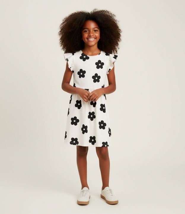 Vestido Infantil con Volado y Estampa Floral – Talle 5 a 14 años 1
