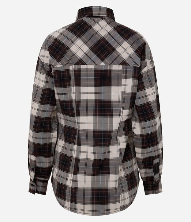 Camisa de Cuadros en Franela con Cuello Alto Estructurado 7