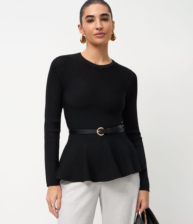Blusa en Punto con Ruedo Peplum 2