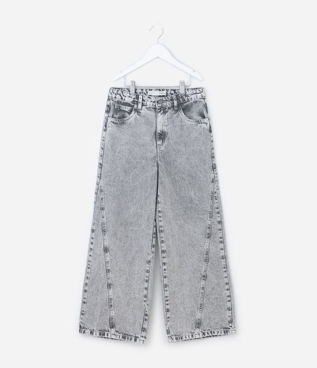 Pantalón Infantil Wide Leg en Jeans con Recortes – Talle 7 a 16