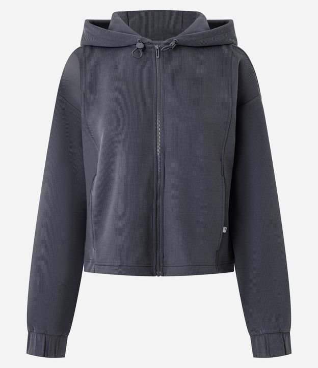 Campera Deportiva Regular con Capucha Texturizada 5