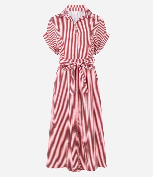 Vestido Chemise con Cinto en la Cintura y Estampado Rayada 6