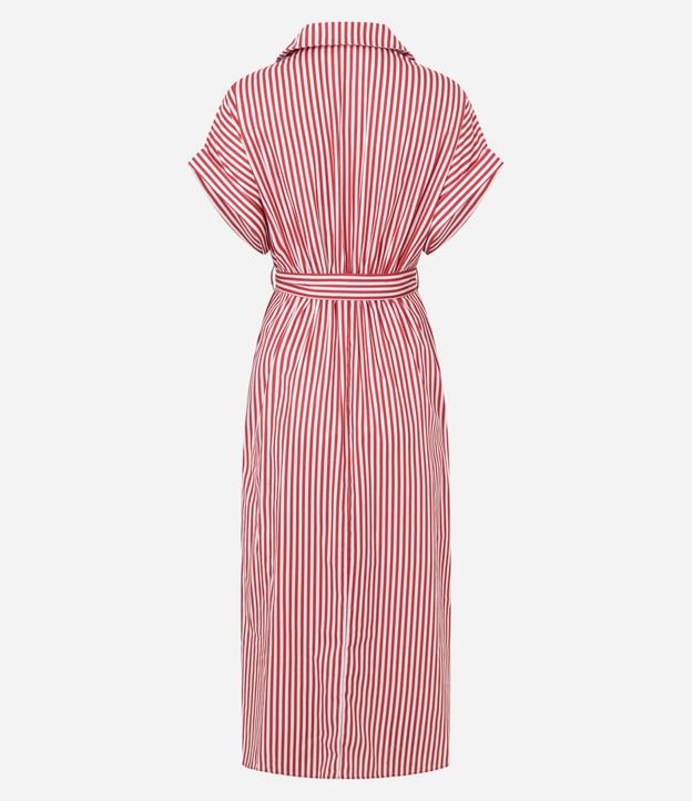 Vestido Chemise con Cinto en la Cintura y Estampado Rayada 7