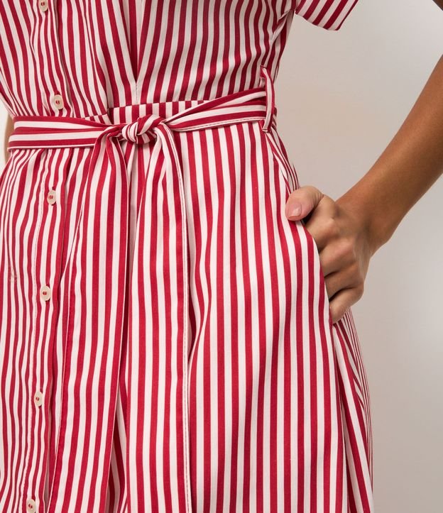 Vestido Chemise con Cinto en la Cintura y Estampado Rayada 4