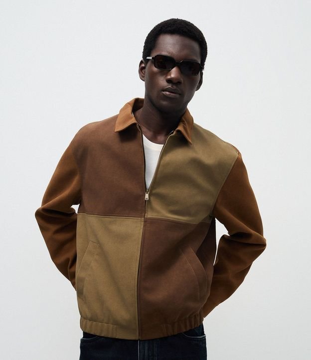Chaqueta Masculina en Jacquard con Diseño en Bloques