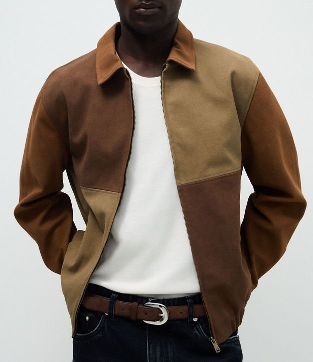 Chaqueta Masculina en Jacquard con Diseño en Bloques 4