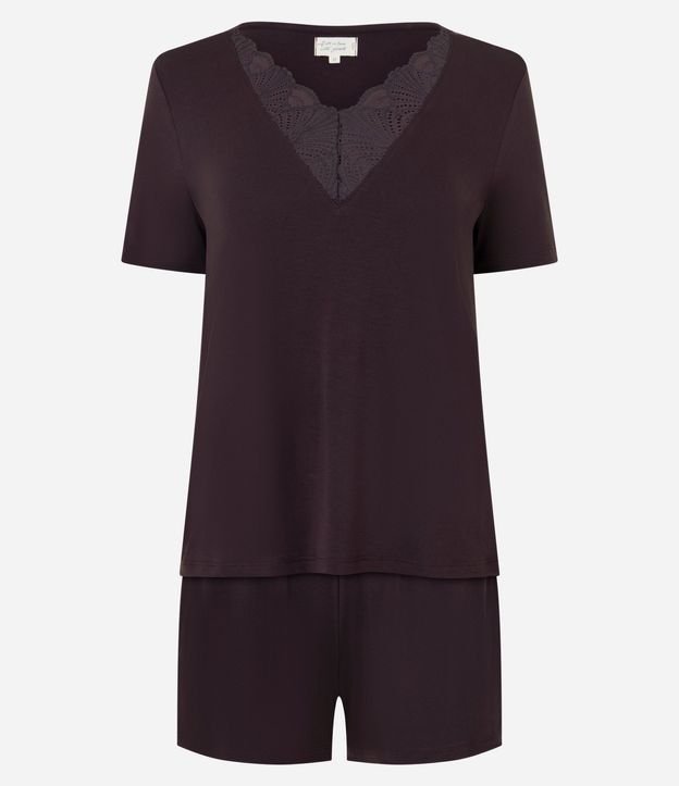 Pijama Corto con Blusa y Short con Encaje 4