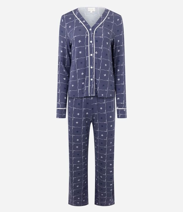 Pijama Largo Americano en Viscolycra con Estampado de Flores 1