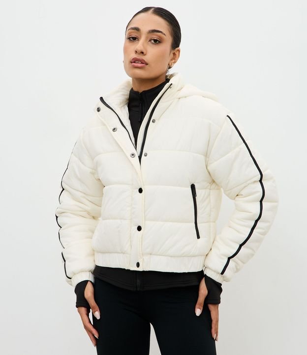 Campera Puffer Deportiva en Poliamida con Bies Contrastante