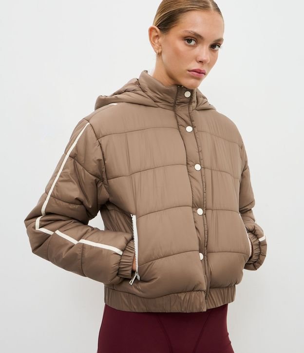 Campera Puffer Deportiva en Poliamida con Bies Contrastante 2