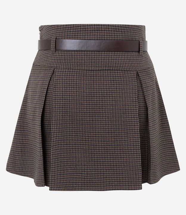 Short Pollera Sastre de Cuadros con Pliegues y Cinturón 8