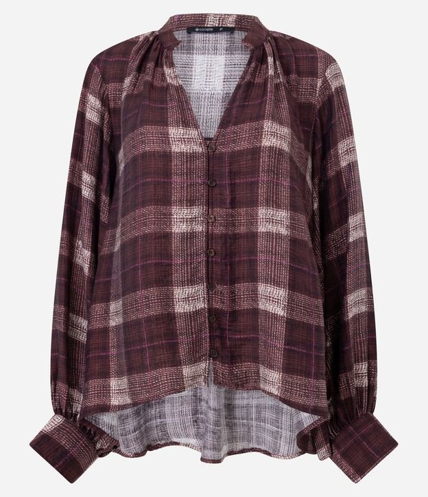 Camisa en Chalis con Cuello Padre y Estampa de Cuadros 4