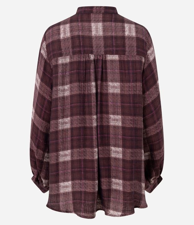 Camisa en Chalis con Cuello Padre y Estampa de Cuadros 5