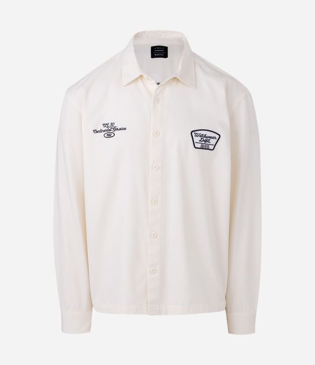 Camisa Overshirt Boxy Manga Larga en Sarga con Bordado Workwear Dept 8