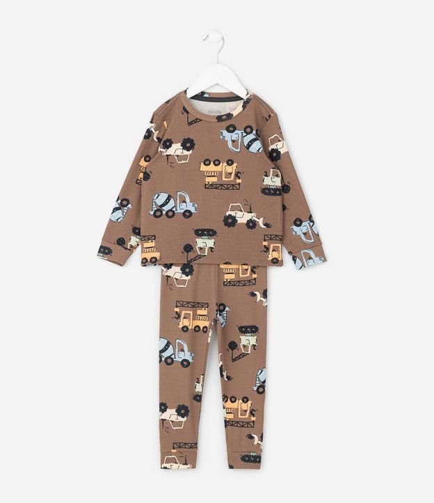 Pijama Infantil con Estampado de Tractores – Talle 1 a 6 años