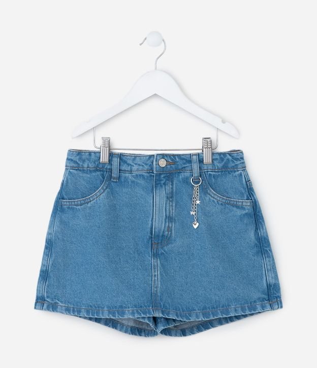 Short Pollera Infantil en Jeans con Colgantes Metálicos – Talle 7 a 16 años 2